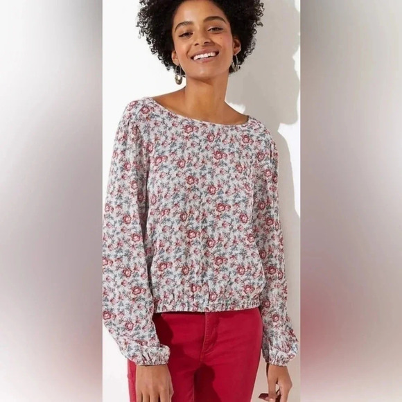 Loft Paisley Wrap Back Cropped Top Size L - Picture 1 of 11